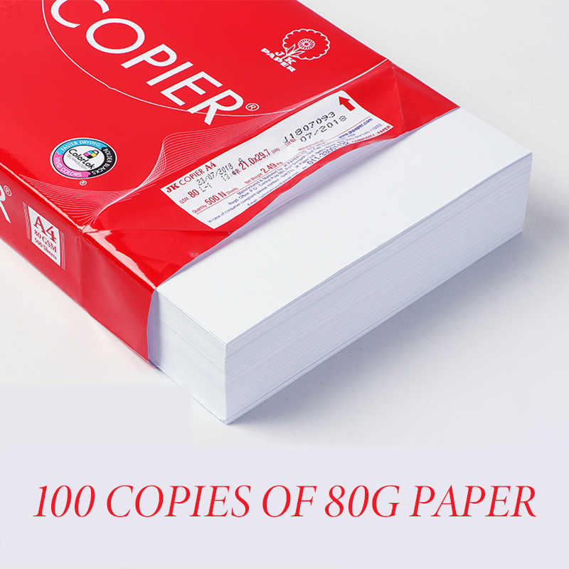80g White A4 Duplicating Paper 100 Pieces of All Wood Pulp General Anti-static Printing Copy Paper Manufacturers Office Paper